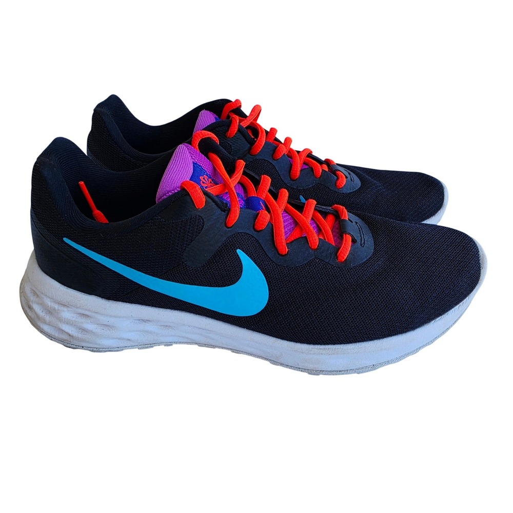 Nike Revolution 6 Next Nature Womans 9.5 Running Shoes Black Blue Red DC3729-011